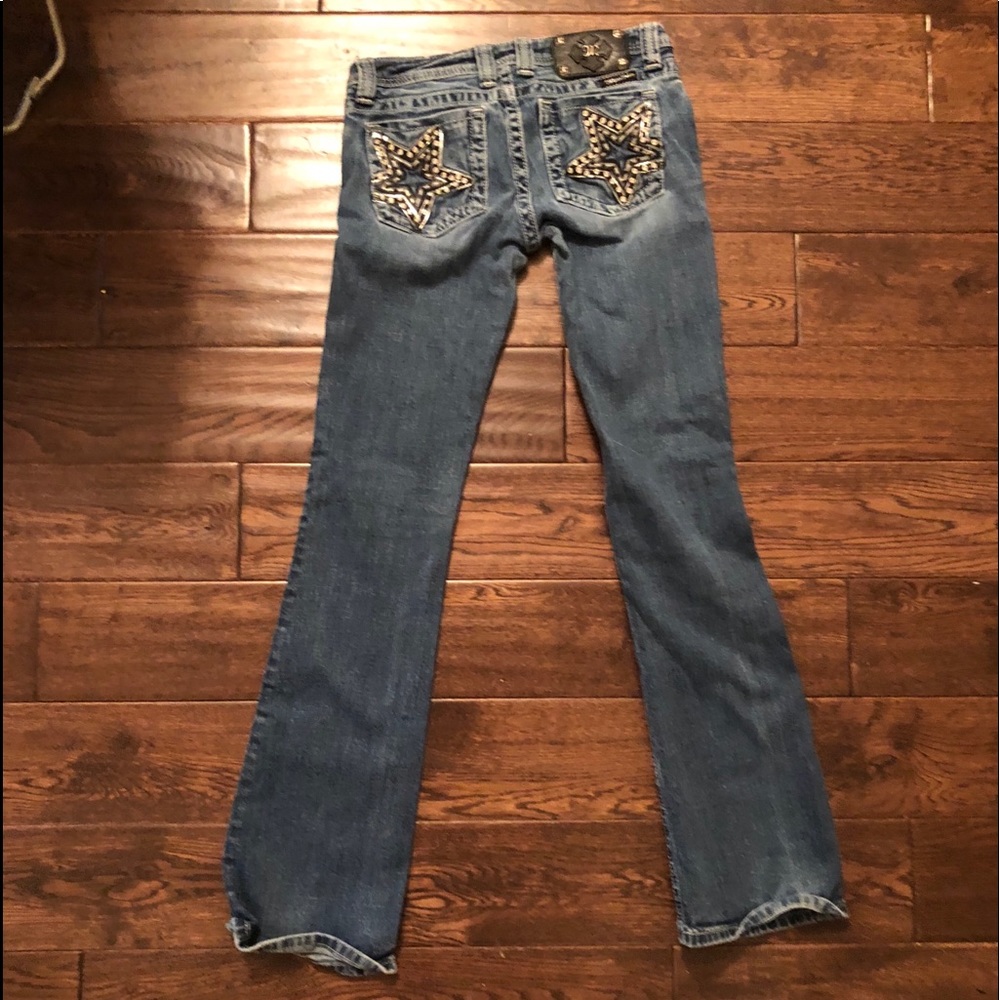 Miss Me washed denim jeans w bedazzled stars